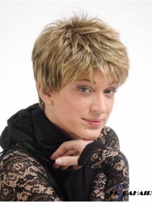 Moderne 6 Zoll gerade blonde Boycuts kurze Perücken