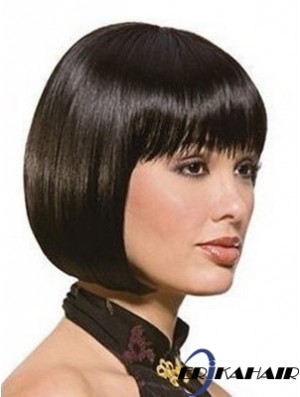 Kinnlange Bobs Straight Black Sassy Synthetic Perücken