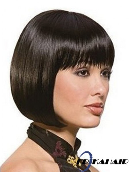 Kinnlange Bobs Straight Black Sassy Synthetic Perücken