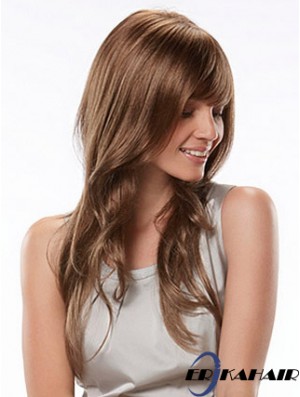 Long With Bangs Wellige Auburn Fashion Synthetic Perücken