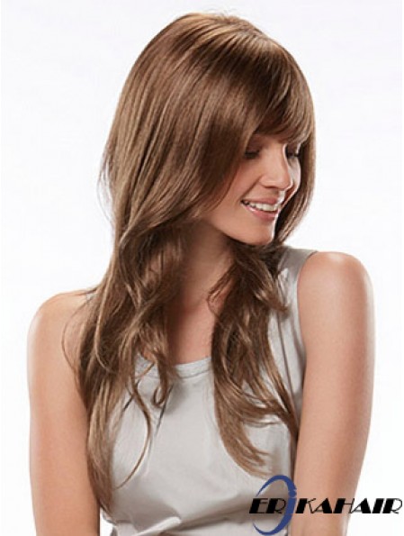 Long With Bangs Wellige Auburn Fashion Synthetic Perücken