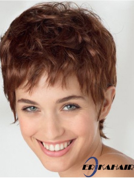 Exquisite 6 Zoll gewellte Auburn Boycuts kurze Perücken