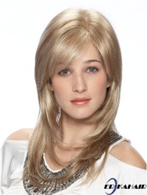 Gerade geschichtete lange blonde blonde stilvolle Spitze Front Perücken
