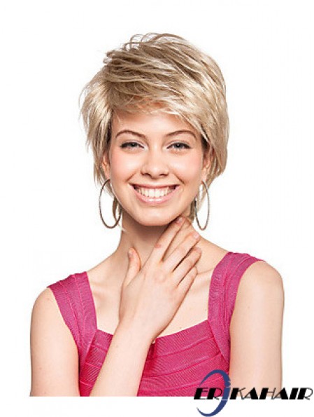 Kurze Boycuts Straight Blonde Amazing Synthetic Perücken