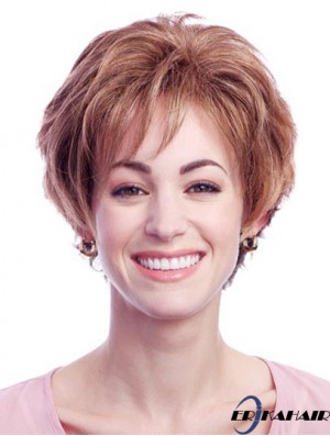 Stilvolle Auburn Short Layered Wavy Glueless Lace Front Perücken