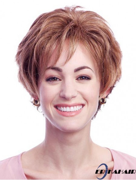 Stilvolle Auburn Short Layered Wavy Glueless Lace Front Perücken