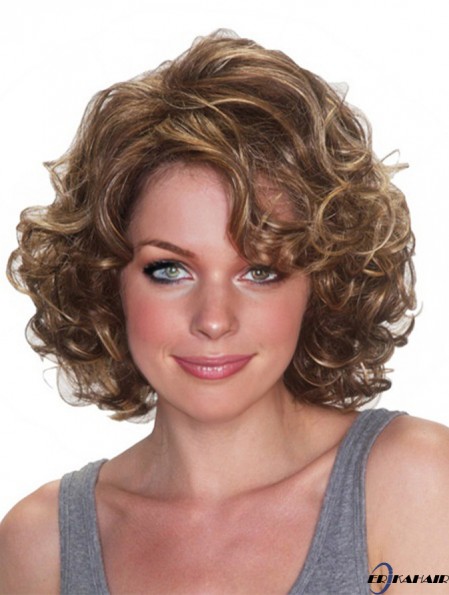 Günstige Perücken UK Synthetic Curly Style Kinn Länge Layered Cut