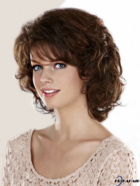 Curly Brown Schlanke Kinnlänge Classic Perücken