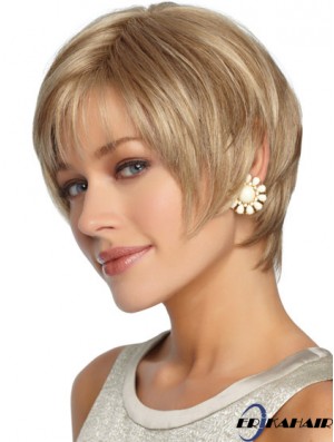 Kurze geschichtete gerade blonde Frisuren synthetische Perücken