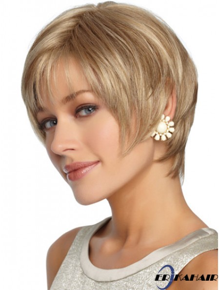 Kurze geschichtete gerade blonde Frisuren synthetische Perücken