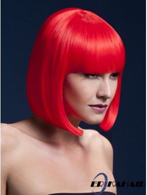 Erschwingliche 12 Zoll Straight Red Bobs Short Perücken