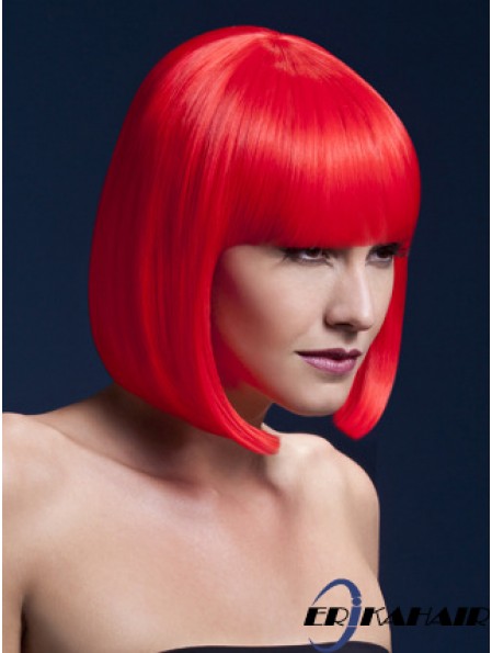 Erschwingliche 12 Zoll Straight Red Bobs Short Perücken
