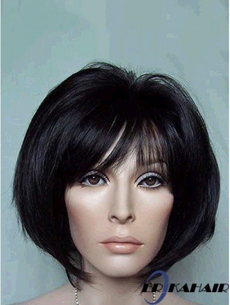 Kinnlange Bobs Straight Black Geeignete synthetische Perücken