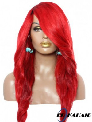 Wellig mit Pony Lace Front Erstaunliche 22 Zoll rote lange Perücken