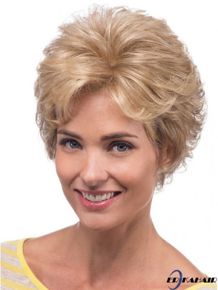 Erstaunliche blonde Kinnlänge geschichtete gewellte glueless Lace Front Perücken