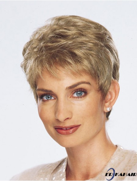 Gerade geschichtete 5  inchblonde blonde bequeme synthetische Perücken