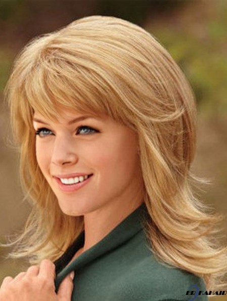 Schulterlänge mit Pony Straight Blonde Best Synthetic Perücken