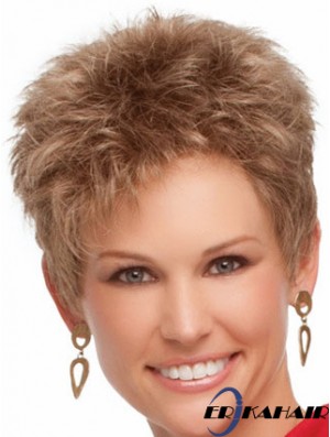 Cropped Boycuts Wellige Blonde Geeignete synthetische Perücken