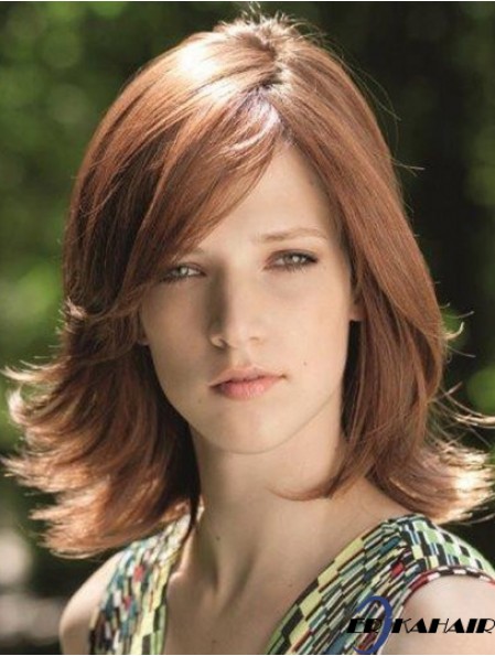 Fabelhafte braune Schulterlänge mit Pony Straight Glueless Lace Front Perücken