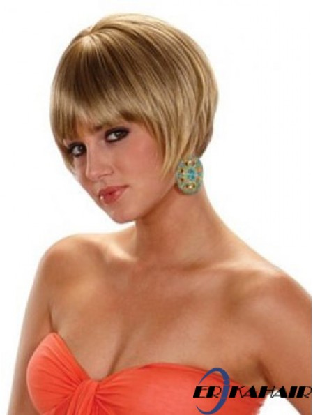 Kurze Bobs gerade blonde billige synthetische Perücken