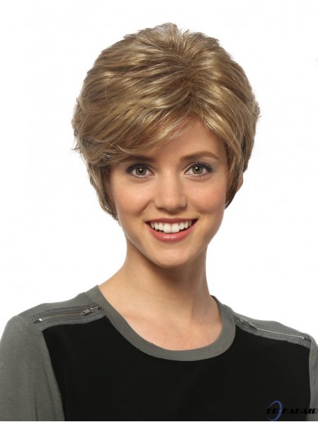 Schlanke 8  inchgewellte blonde blonde Boycuts kurze Perücken