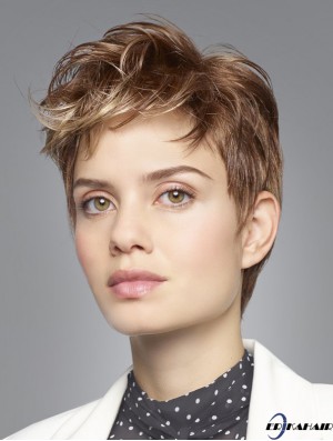 Weiche 4  inchgewellte blonde blonde Boycuts kurze Perücken