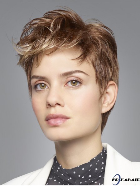 Weiche 4  inchgewellte blonde blonde Boycuts kurze Perücken