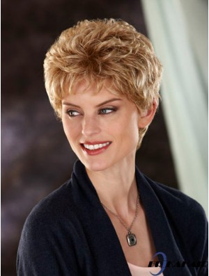Wavy Boycuts Cropped Durable Blonde Synthetic Perücken