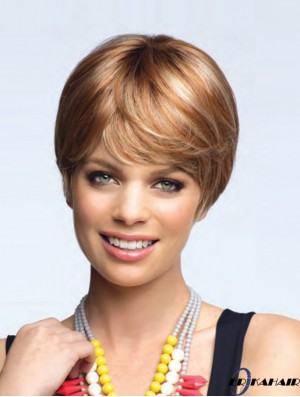 Flexibilität 8 Zoll gerade blonde Boycuts kurze Perücken