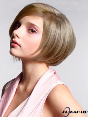 Synthetische Spitze Perücken Günstige Bobs Cut Blonde Farbe Kinn Länge