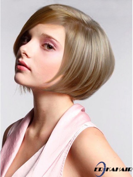 Synthetische Spitze Perücken Günstige Bobs Cut Blonde Farbe Kinn Länge