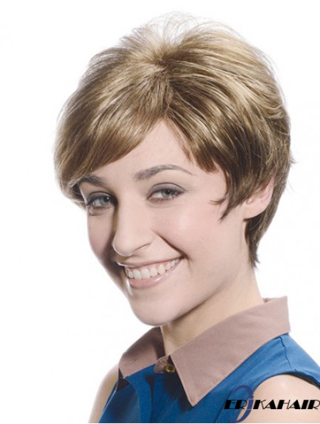Soft Brown Short Boycuts Straight Glueless Lace Front Perücken