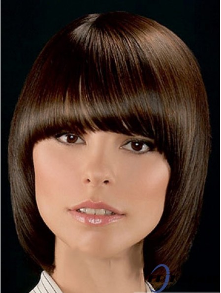 Top Brown Kinn Länge Straight Bobs Lace Front Perücken