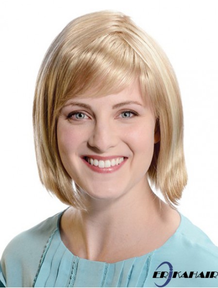 Gerade Kinnlänge Blond 11 Zoll Capless Comfortable Bob Perücken