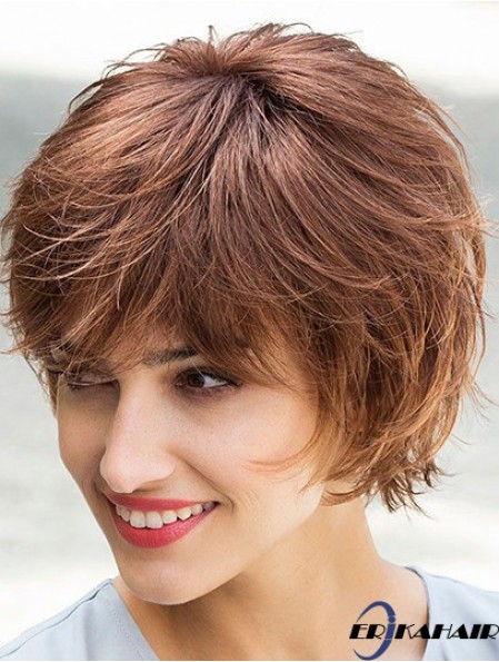 Flexibilität Braun Kinn Länge geschichtet Gerade Glueless Lace Front Perücken