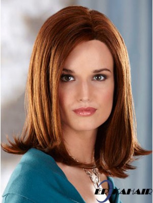 Schulterlänge ohne Pony Straight Auburn Great Synthetic Perücken