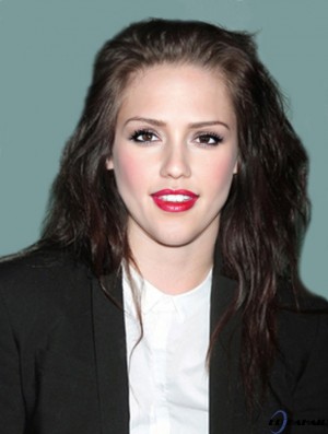Geeignete braune schulterlange gewellte 20 Zoll ohne Pony Kristen Stewart Lace Perücken