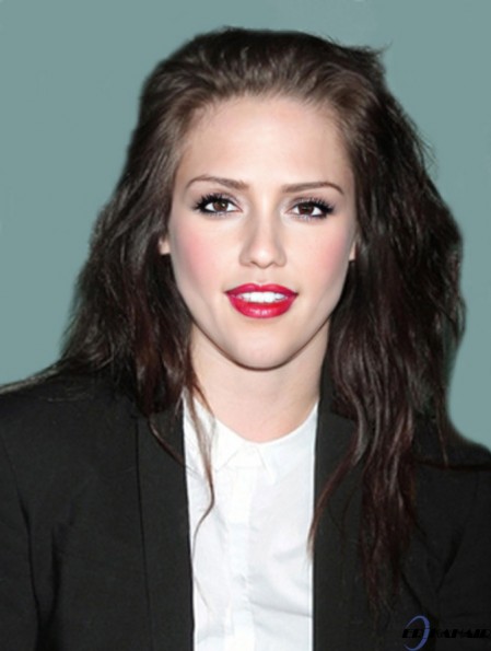 Geeignete braune schulterlange gewellte 20 Zoll ohne Pony Kristen Stewart Lace Perücken
