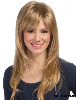 Wellenförmige geschichtete lange blonde Top Lace Front Perücken