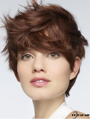 Langlebige 6  inchStraight Auburn Boycuts Short Perücken