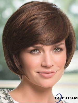 Wellige Kinnlänge Braun 8 Zoll Lace Front Perfect Bob Perücken