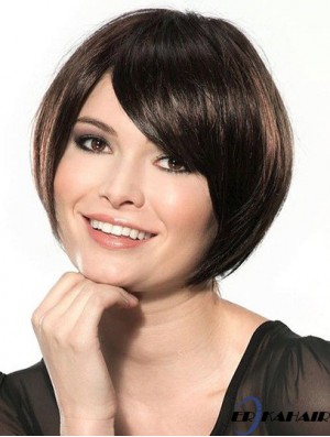 Gerade Kinnlänge Schwarz 10 Zoll Lace Front Great Bob Perücken