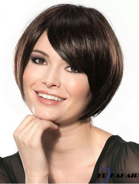 Gerade Kinnlänge Schwarz 10 Zoll Lace Front Great Bob Perücken