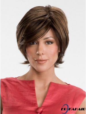 Online Brown Chin Länge gerade mit Pony Lace Front Perücken