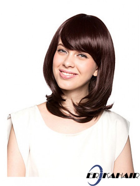 Schulterlänge mit Pony Wavy Auburn Schöne synthetische Perücken
