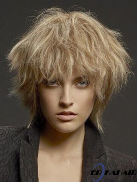 Blonde Kinnlänge Gerade geschichtet 8  inchDurable Medium Perücken