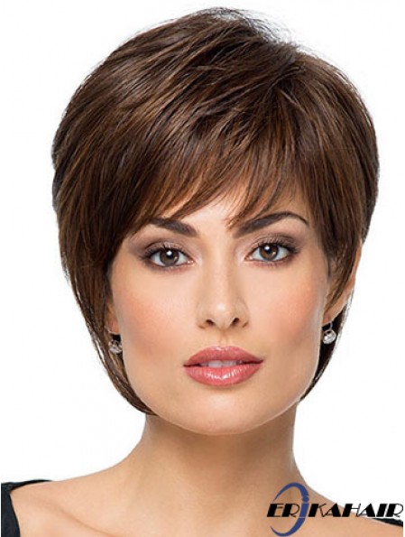 Geeignete 8  inchStraight Brown With Bangs Short Perücken