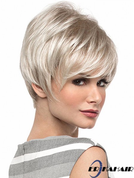 Beliebte 8  inchStraight Blonde Mit Pony Kurze Perücken