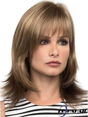 Mit Pony Brown Wavy Schulterlänge 14  inchSassy Medium Perücken