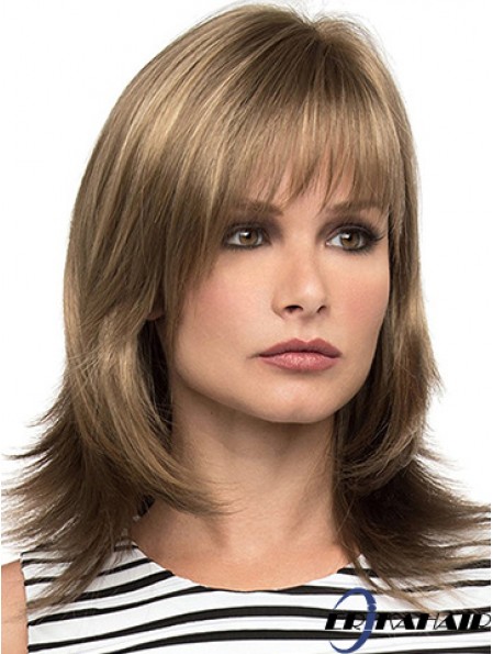 Mit Pony Brown Wavy Schulterlänge 14  inchSassy Medium Perücken